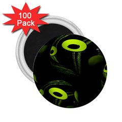 Fractal Fractals Green Ball Black 2.25  Magnets (100 pack) 