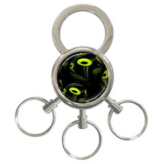 Fractal Fractals Green Ball Black 3-ring Key Chains by Pakrebo