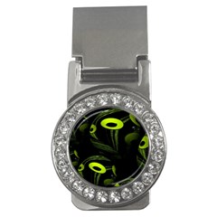 Fractal Fractals Green Ball Black Money Clips (cz)  by Pakrebo