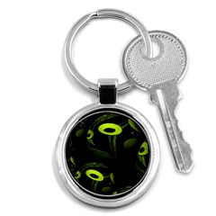 Fractal Fractals Green Ball Black Key Chains (round)  by Pakrebo