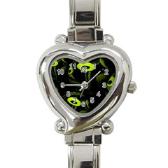 Fractal Fractals Green Ball Black Heart Italian Charm Watch