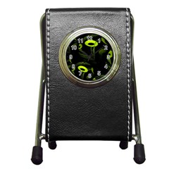 Fractal Fractals Green Ball Black Pen Holder Desk Clock