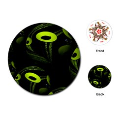 Fractal Fractals Green Ball Black Playing Cards (Round)