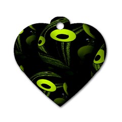 Fractal Fractals Green Ball Black Dog Tag Heart (Two Sides)