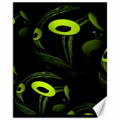 Fractal Fractals Green Ball Black Canvas 11  X 14  by Pakrebo