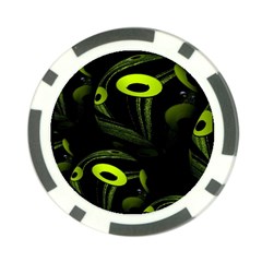 Fractal Fractals Green Ball Black Poker Chip Card Guard