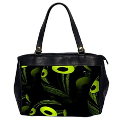 Fractal Fractals Green Ball Black Oversize Office Handbag (2 Sides) by Pakrebo