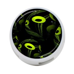 Fractal Fractals Green Ball Black 4-port Usb Hub (one Side) by Pakrebo