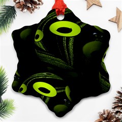 Fractal Fractals Green Ball Black Snowflake Ornament (two Sides) by Pakrebo