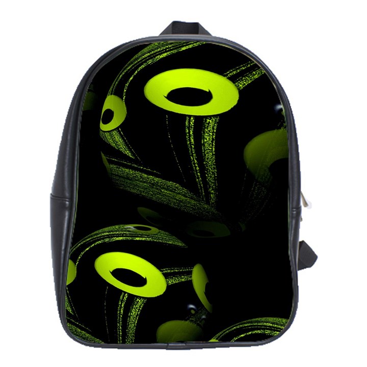 Fractal Fractals Green Ball Black School Bag (XL)