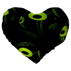 Fractal Fractals Green Ball Black Large 19  Premium Heart Shape Cushions by Pakrebo