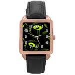 Fractal Fractals Green Ball Black Rose Gold Leather Watch  Front