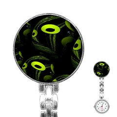 Fractal Fractals Green Ball Black Stainless Steel Nurses Watch