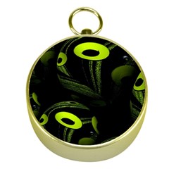 Fractal Fractals Green Ball Black Gold Compasses