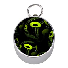 Fractal Fractals Green Ball Black Mini Silver Compasses by Pakrebo