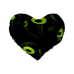 Fractal Fractals Green Ball Black Standard 16  Premium Flano Heart Shape Cushions