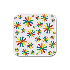 Celebrate Pattern Colorful Design Rubber Square Coaster (4 Pack)  by Pakrebo