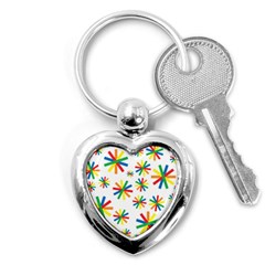 Celebrate Pattern Colorful Design Key Chains (heart)  by Pakrebo