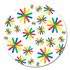 Celebrate Pattern Colorful Design Magnet 5  (round) by Pakrebo