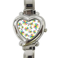 Celebrate Pattern Colorful Design Heart Italian Charm Watch