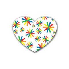 Celebrate Pattern Colorful Design Rubber Coaster (heart)  by Pakrebo