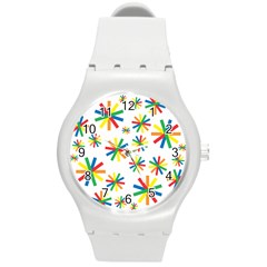 Celebrate Pattern Colorful Design Round Plastic Sport Watch (m)