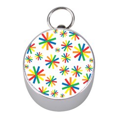 Celebrate Pattern Colorful Design Mini Silver Compasses by Pakrebo