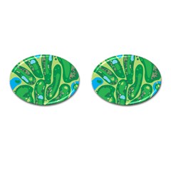 Golf Course Par Golf Course Green Cufflinks (oval) by Pakrebo