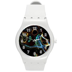 Abstract Background Pattern Round Plastic Sport Watch (m) by Pakrebo