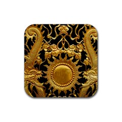 Golden Sun Gold Decoration Wall Rubber Coaster (square)  by Pakrebo