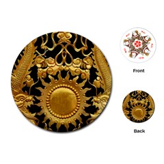 Golden Sun Gold Decoration Wall Playing Cards (round) by Pakrebo