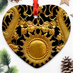 Golden Sun Gold Decoration Wall Heart Ornament (two Sides) by Pakrebo