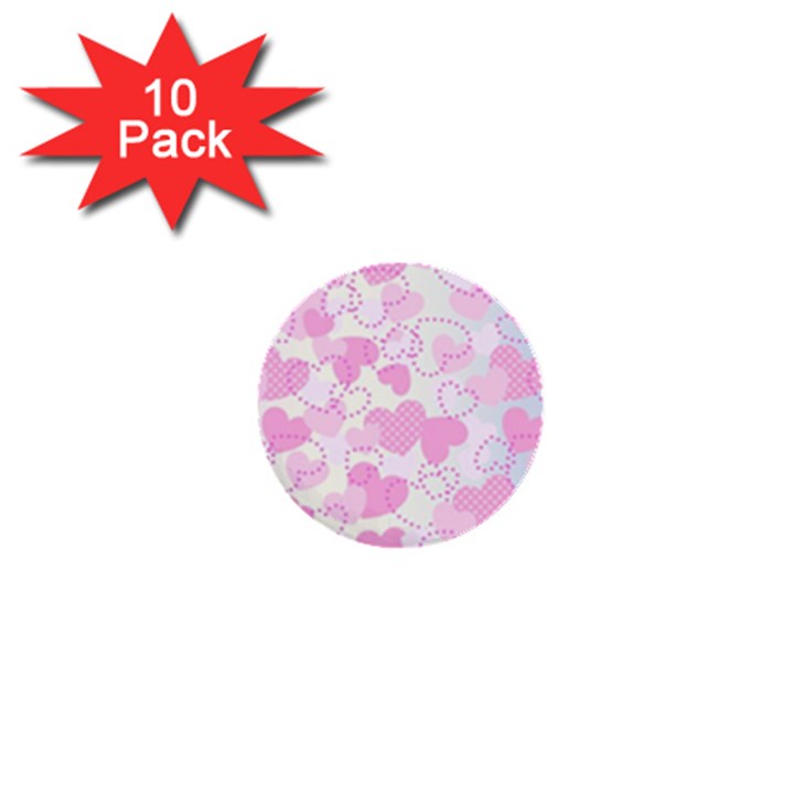 Valentine Background Hearts Bokeh 1  Mini Buttons (10 pack) 