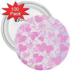 Valentine Background Hearts Bokeh 3  Buttons (100 Pack)  by Pakrebo