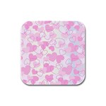 Valentine Background Hearts Bokeh Rubber Square Coaster (4 pack)  Front