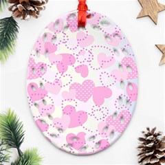 Valentine Background Hearts Bokeh Oval Filigree Ornament (two Sides) by Pakrebo