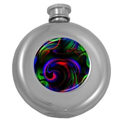 Swirl Background Design Colorful Round Hip Flask (5 Oz)