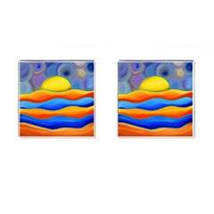 Paint Painting Landscape Scene Cufflinks (square) by Pakrebo