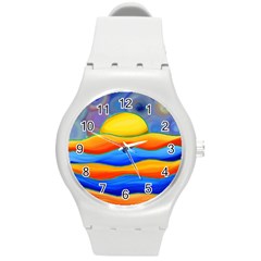 Paint Painting Landscape Scene Round Plastic Sport Watch (m) by Pakrebo