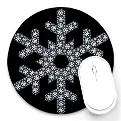 Snowflake Abstract Pattern Shape Round Mousepads by Pakrebo