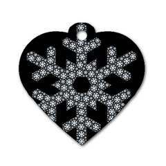 Snowflake Abstract Pattern Shape Dog Tag Heart (two Sides) by Pakrebo