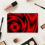 Background Red Color Swirl Cosmetic Bag (Medium) Front