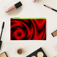 Background Red Color Swirl Cosmetic Bag (xs) by Pakrebo