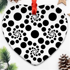 Dot Dots Round Black And White Heart Ornament (two Sides) by Pakrebo