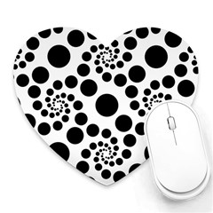 Dot Dots Round Black And White Heart Mousepads by Pakrebo