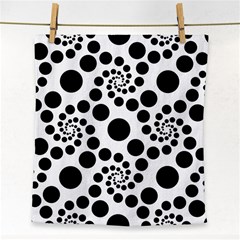 Dot Dots Round Black And White Face Towel by Pakrebo