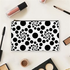 Dot Dots Round Black And White Cosmetic Bag (medium) by Pakrebo