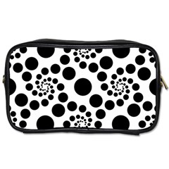 Dot Dots Round Black And White Toiletries Bag (two Sides) by Pakrebo