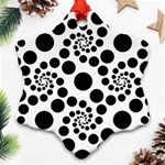 Dot Dots Round Black And White Ornament (Snowflake) Front