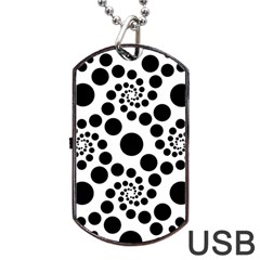 Dot Dots Round Black And White Dog Tag Usb Flash (one Side) by Pakrebo